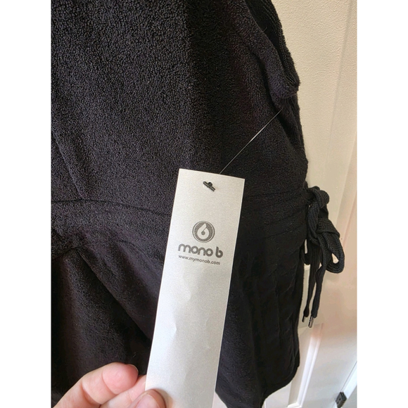 Mono B Terry Cloth Romper V-neck Tie Sides Pockets Size L Activewear Cover Up - Picture 8 of 9